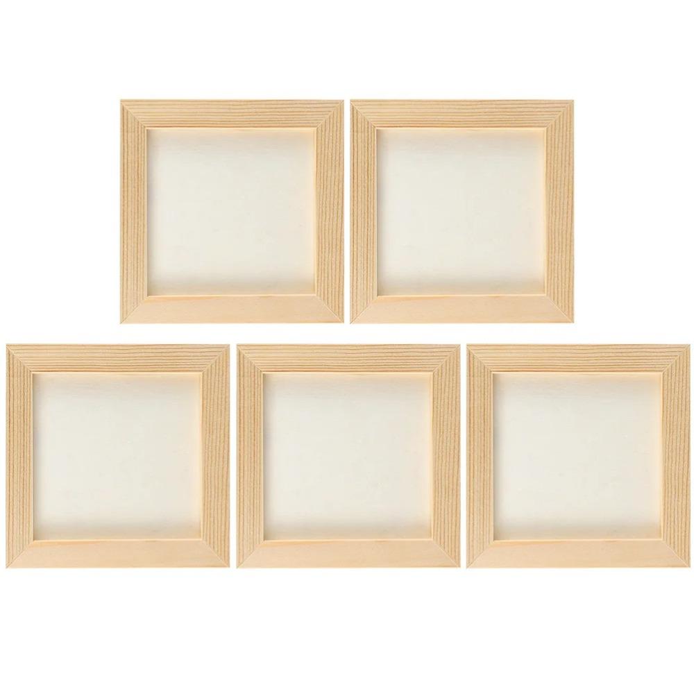 8-5pcs Unfinished Picture Frame Wood DIY Painting Frame Clay Wooden Blank Frames