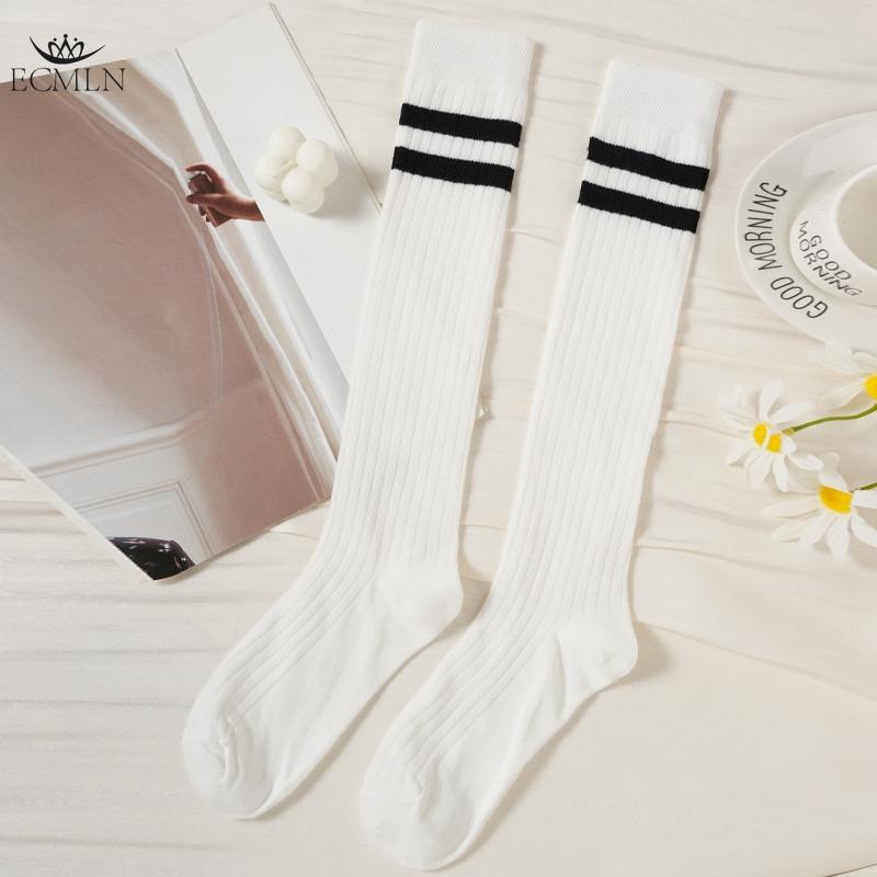 Женские полосатые носки, гольфы, хлопковые нескользящие, впитывающие пот, длинные носки выше колена для женщин