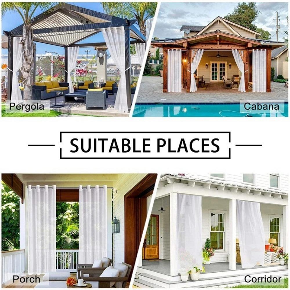 Однотонная штора для перголы Водонепроницаемые тюлевые шторы Шторы для беседки Шторы для веранды Конфиденциальность Солнцезащита