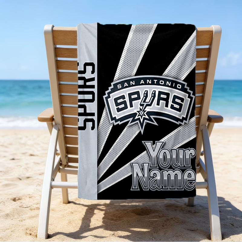 Custom Name Beach Towel San Antonio Logo Beach Towel, Soft Microfiber, Gift for Her/Him, Birthday, for Pool, Beach, Travel, Fan gifts