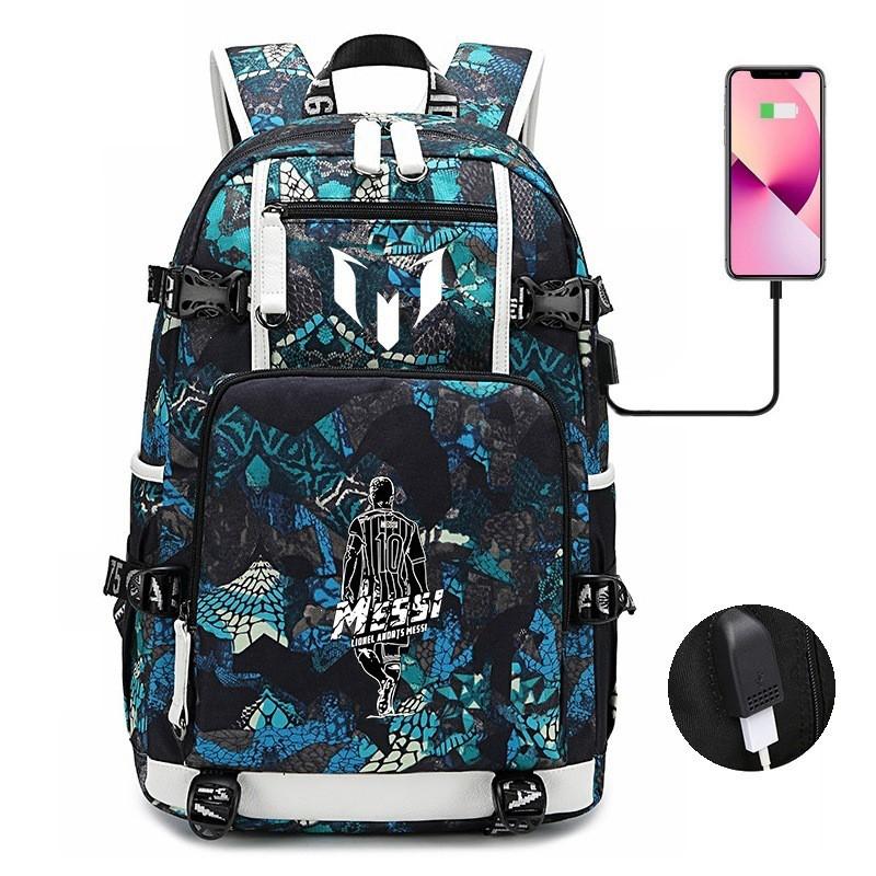 Glow-in-the-Dark Soccer Backpack Teens Large Capacity Laptop Bag With Padded Straps Oxford Fabric Trendy Patchwork Design