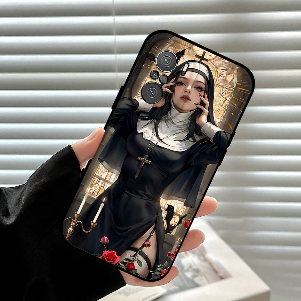 Чехол для телефона «Красота монахинь» для Xiaomi 11/12 Redmi Note 11/5G 8T 12S Ultra Черный Совместимый мобильный аксессуар