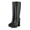 Fashion 2025 New Super Fiber Leather Platform Knee Boots Women's Warm  Winter Fashion Long Boots 14cm Black White Size 34-45 High Heels