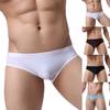 Sexy Men's Underwear Solid Color Mid Rise Ice Silk Briefs Elastic Underpants