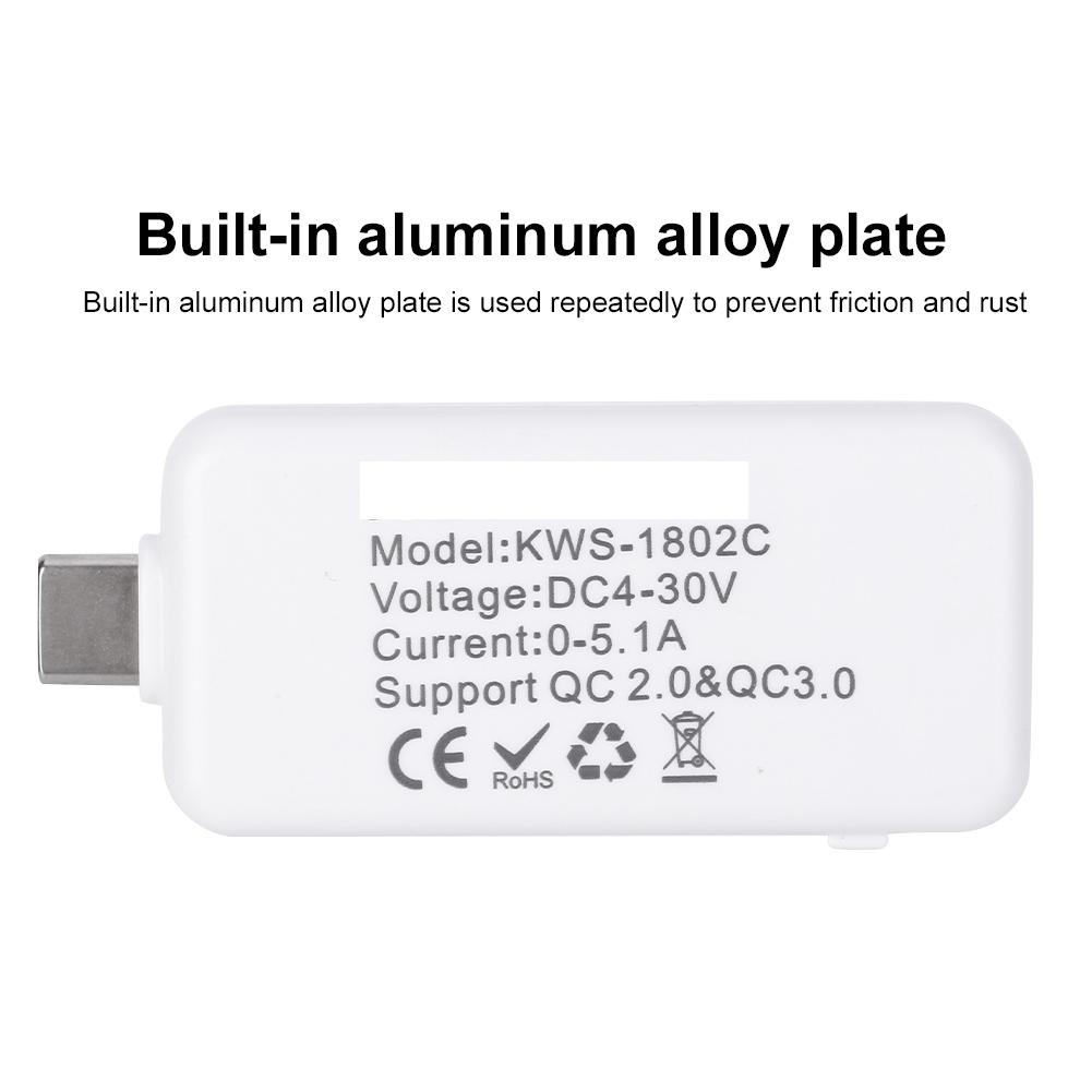 Тестер TypeC Многофункциональный Двунаправленный Ток Напряжение Постоянного Тока Цифровой Вольтметр(белый )