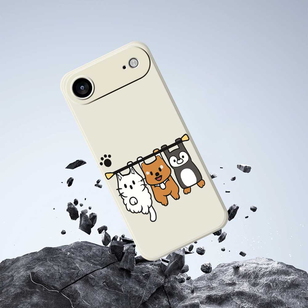For iPhone 17 Air Case Three Animal Dolls Pattern Printing Straight Edge TPU Phone Back Cover
