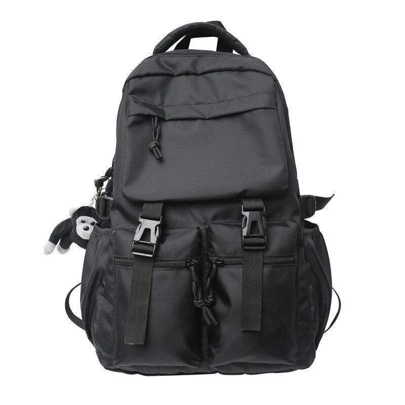 Schoolbag trendy pure black schoolbag multi-bag large-capacity casual backpack fashionable new junior high school male and female students backpack