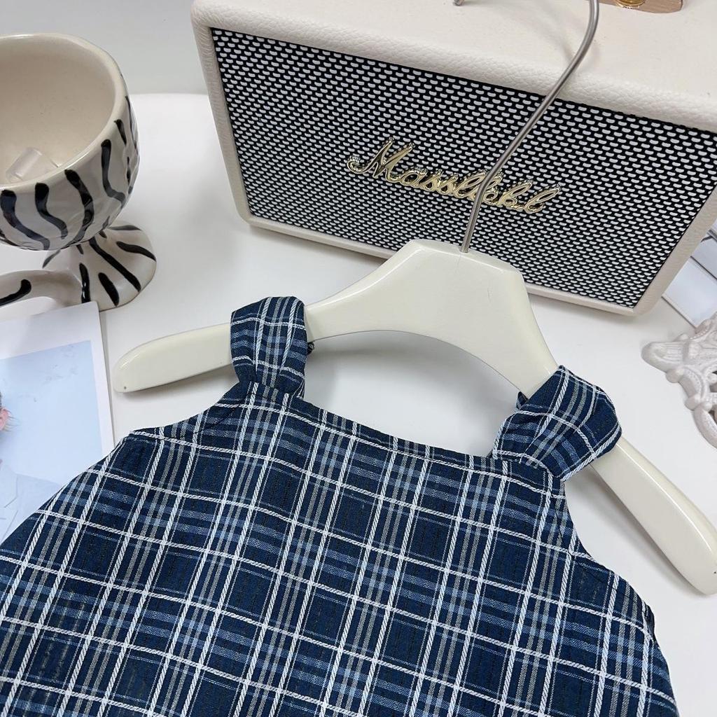 Девочковый клетчатый комплект: топ-майка без рукавов и брюки