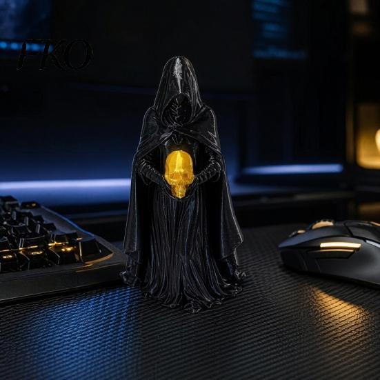 Прочный Хэллоуинский Орнамент, 3D-печатная Статуэтка Женщины в Черной Мантии, Таинственная Фигурка с Капюшоном, Темная Готическая Скульптура для Декора Дома, для Рабочего Стола, Книжной Полки,