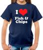 I Love Fish & Chips - Kids T-Shirt - Food Takeaway Chip And Cod Funny