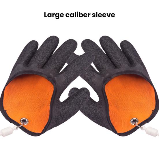 1 Pair Fish Catching Gloves with Release Carabiner High Strength Anti-Slip Puncture Proof Fishing Gloves Fishing Accessories