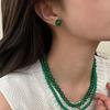 Серьги из серебра 925 пробы с необработанными бусинами из зеленого оникса Nimon D133