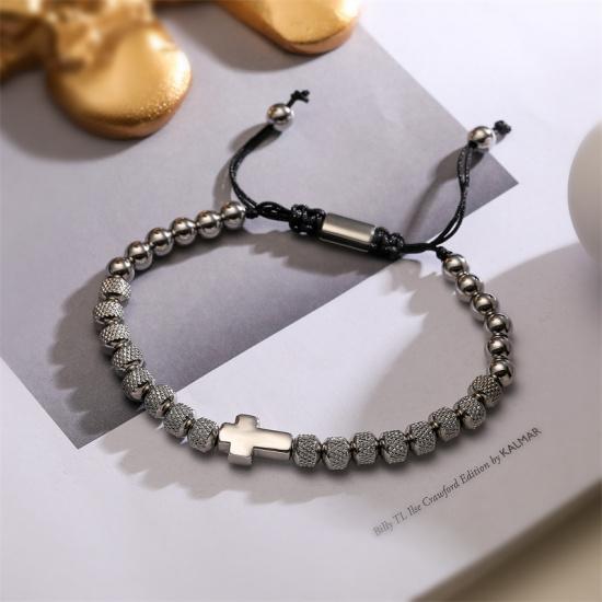 Luxury Stainless Steel Cross Charms Man Bracelet For Women Titanium Steel Beaded Jewelry Gift