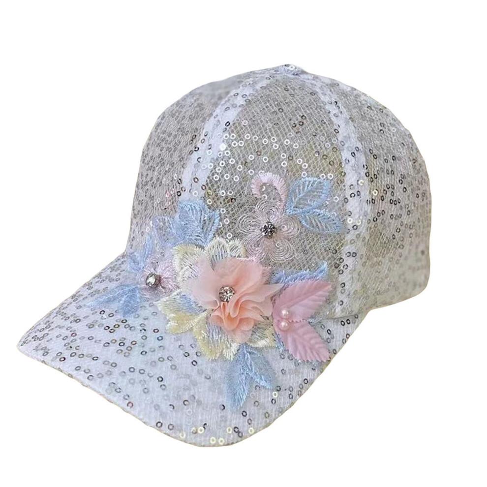 (One Size, Multi-color) Women Flower Embroidered Baseball Cap Low Profile Sun Hat Adjustable Unstructured Dad Hat