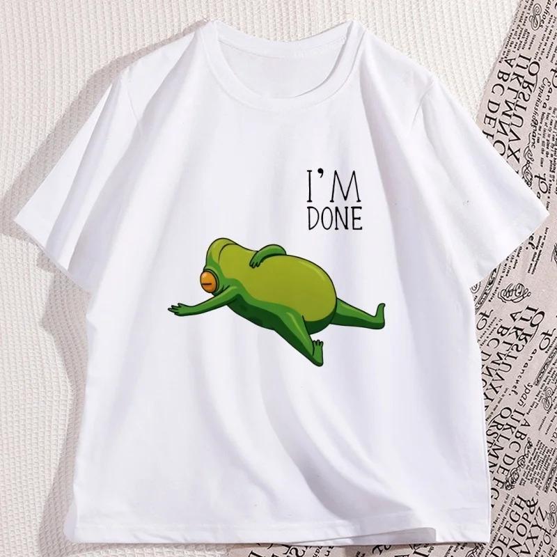 Summer Fashion Tee Im Done Frog TShirt Funny Lazy Cotton Short Sleeve Round Neck Tshirt Unisex Comfortable Printed T Shirt