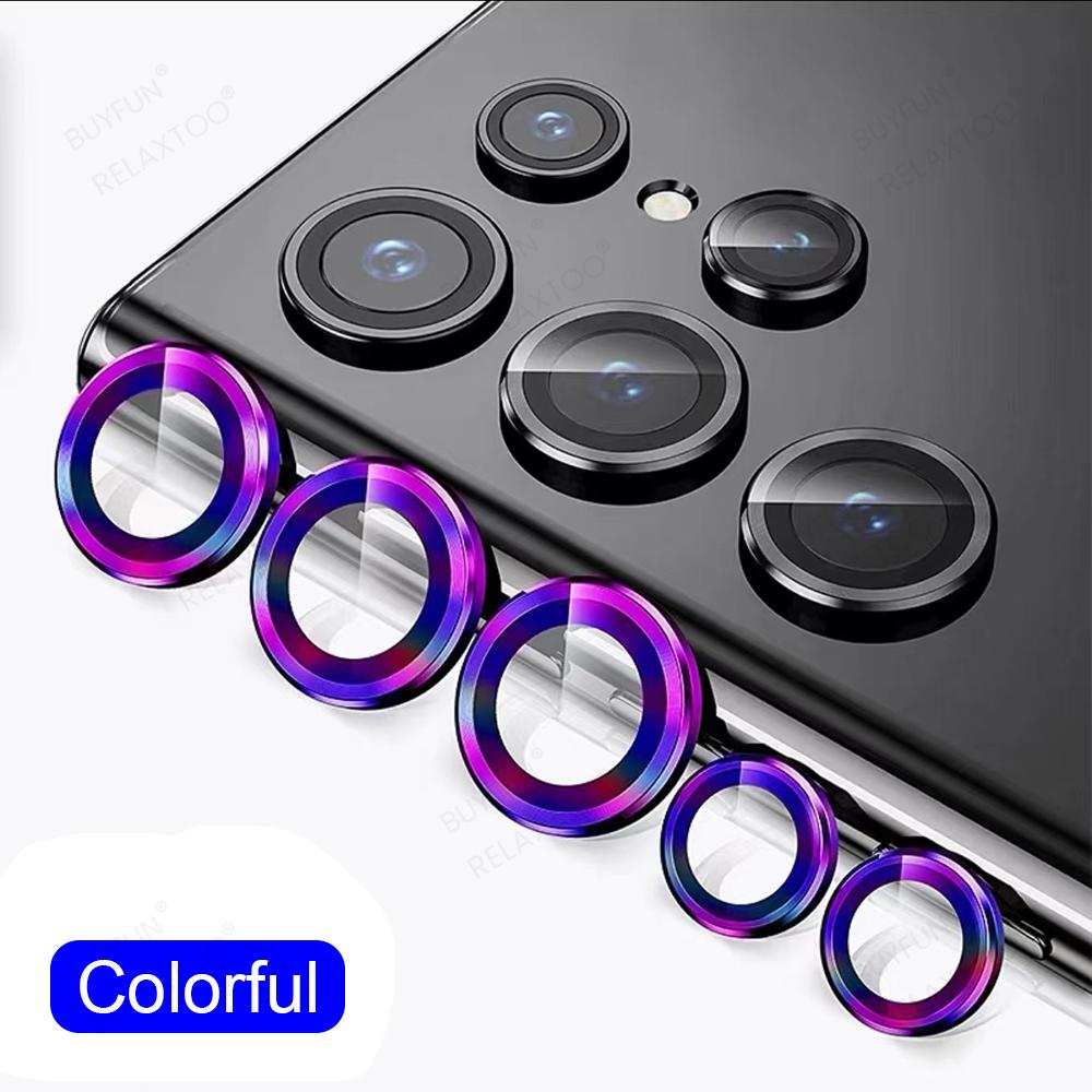Чехлы S 22Ultra Защитные пленки для объектива задней камеры Металлическое кольцо Закаленное стекло для Samsung Galaxy S22 Ultra 5G Крышка задней линзы S 22 Ultra