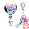 New Charm Fit Fashion Bracelet Air Balloon Charm Baby Pacifier Pendant Pink Scooter Dangle Charm 925 Sterling Silver Jewelry