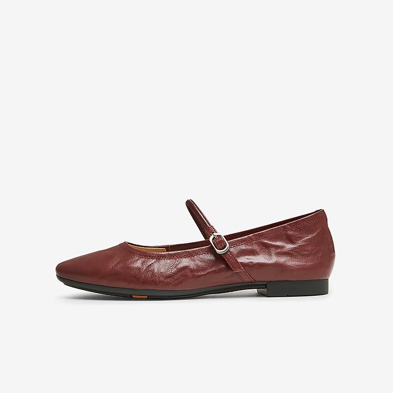 Bata Leather Mary Jane Flats for Women Soft-Soled Shallow Shoes