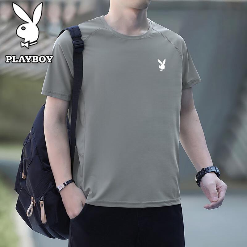 PLAYBOY Мужская летняя быстросохнущая футболка из ледяного шелка