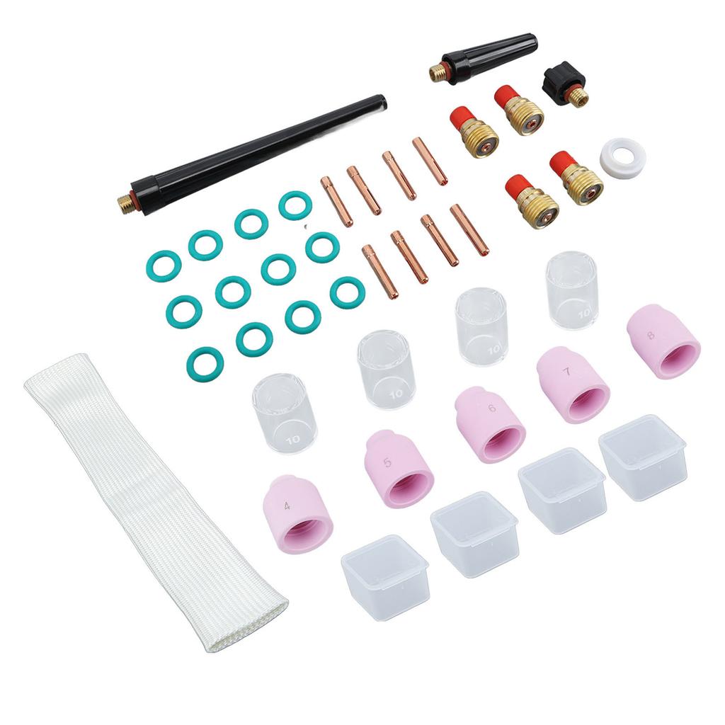 38 шт. комплект линз для газовой сварки TIG, стеклянная чашка, задняя чашка, уплотнительное кольцо, прокладка, расходные материалы для плазменной горелки WP9 20