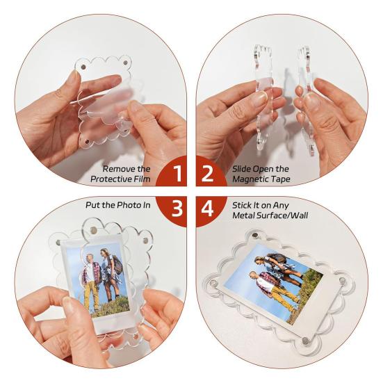 Magnetic Photo Frame Acrylic Refrigerator Magnet Transparent Reversible Photo Holder for Fujifilm Display 3-Inch Photos