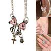 Elegant Pink Bowknot Necklace Women Fashion Jewelry Alloy Texture Elegant Women Necklace Suitable for Comfortable Wear