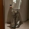 Vintage Washed Leopard Print Wide Leg Denim Pants Men Women Relaxed Fit Straight Cut Hip Hop Style