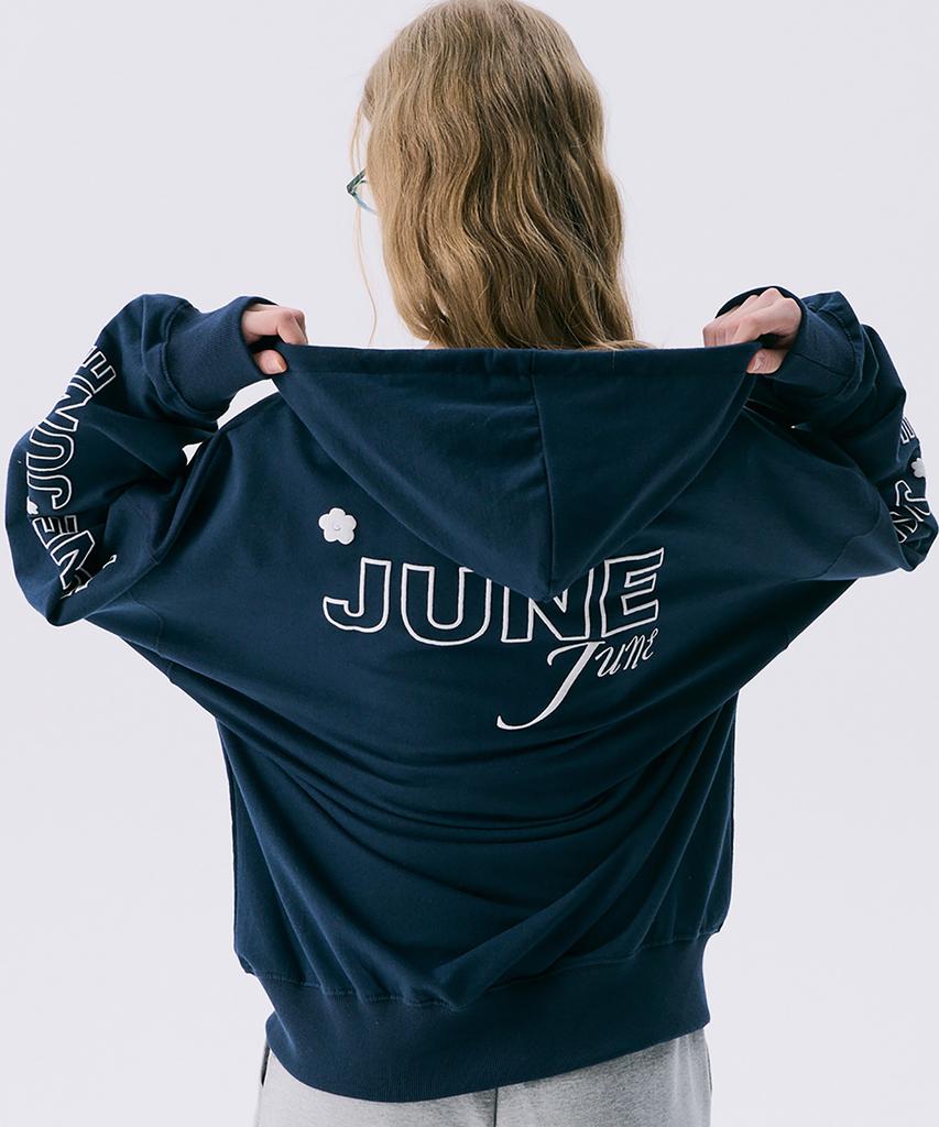 Junejune Space Vol11. Прямая толстовка с капюшоном на молнии_Темно-синий(Vol11.Прямая толстовка с капюшоном на молнии_Темно-синий)
