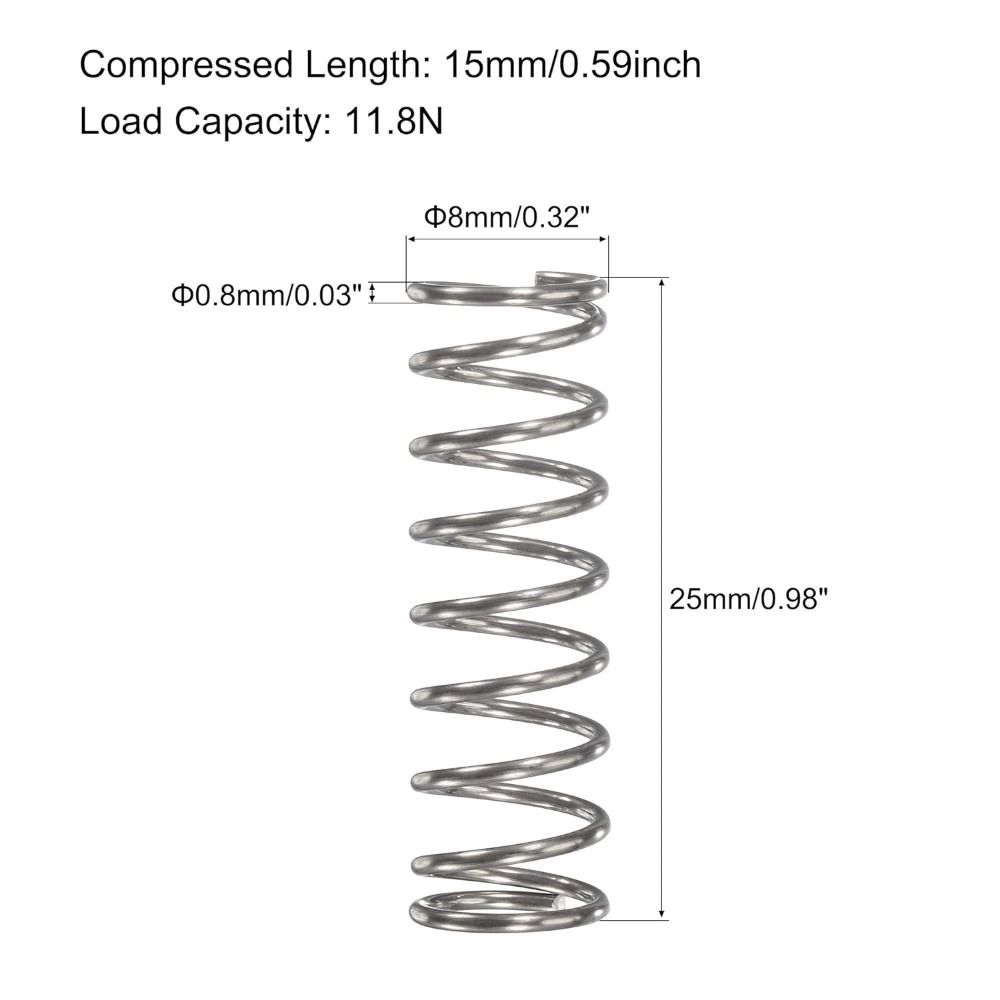 10Pcs 8mm OD Spring Steel Coil Stainless Steel Extended Compressed Springs Home Projects