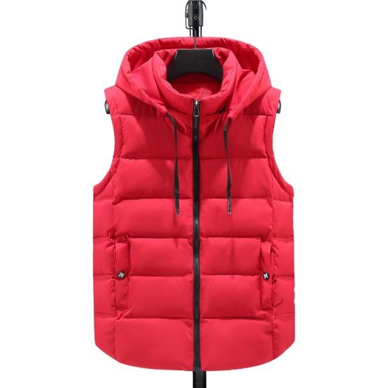 Унисекс хлопковый жилет с капюшоном, воротником-стойкой, завязками на шнурке, без рукавов, застежкой-молнией, жилет с карманами, однотонный утепленный жилет, куртка