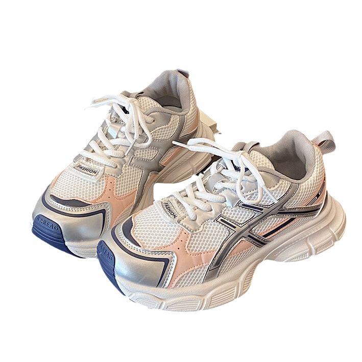 Спортивная обувь на толстой подошве, легкая, в стиле ретро, увеличивающая рост, с мягкой подошвой, женская, летние новые модели 2025, делает ноги маленькими, в гонконгском стиле, парижские кроссовки для папы