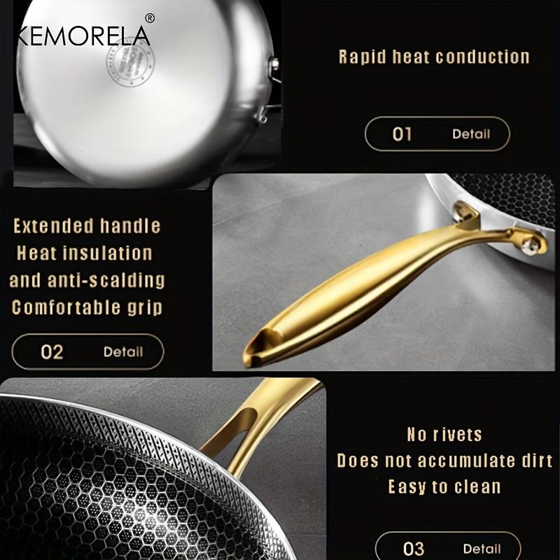 316 Stainless Steel Frying Pan Wok Non-stick Honeycomb Pot Home Steak Skillet Gas Stove Induction Saucepan Kitchen Cookware