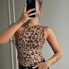 Leopard Print Asymmetrical Slim Fit Pleated Mesh Jumpsuits Women Sexy Rompers Street Fashion Sleeveless Women Bodysuits Casual Elegant Jumpsuit 26143
