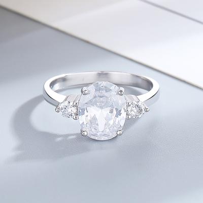 Женские ювелирные изделия Серебряные кольца Белый циркон Овальное обручальное кольцо Обручальные свадебные кольца Модные украшения