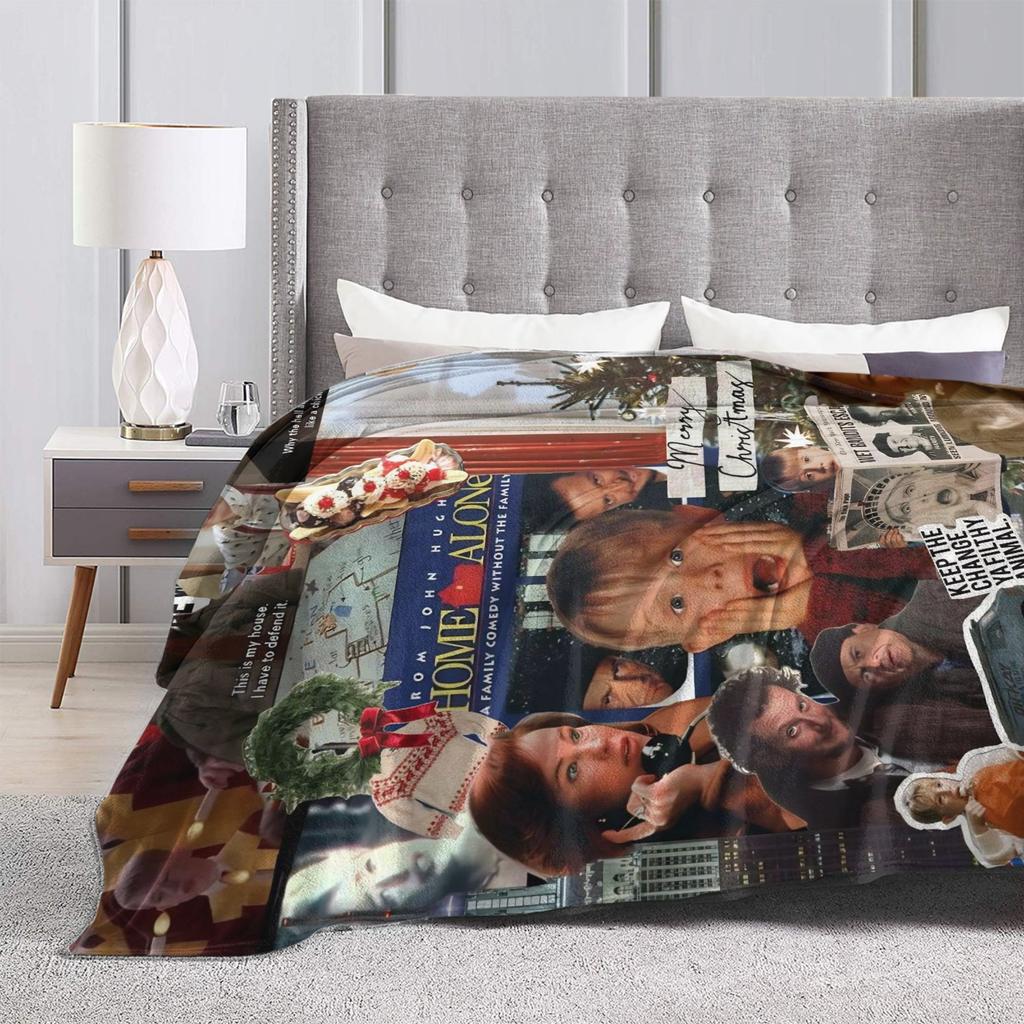 Warm Soft Blanket Decorative Home Alone Merry Christmas Throw Blanket Flannel Bedspread For Bedroom Print Sofa Bed Cover