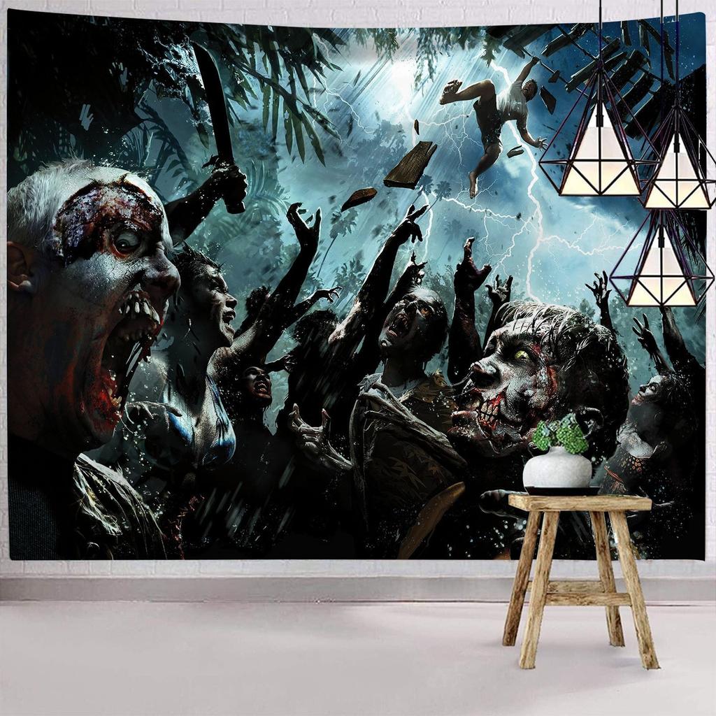 Темный гобелен ужасов Хэллоуина, на котором изображена ведьма, таинственная женщина, настенный декор, праздничный фон