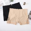 Sexy Lace Edge Ladies Ice Silk Solid Color Smooth Boxer Pants Seamless Elastic Large Size Women's Anti-skid Safety Pants EMA