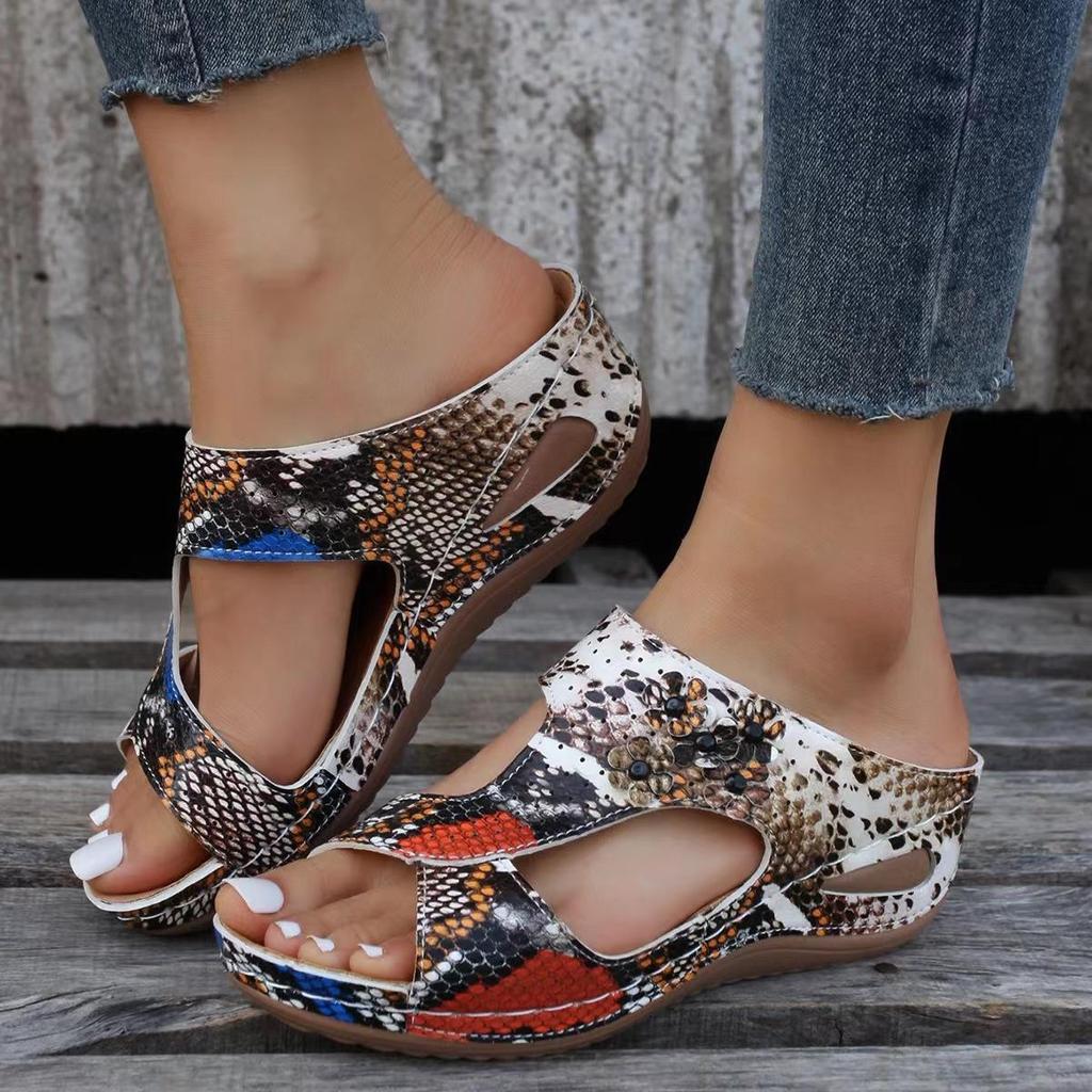 Sandals Women Retro Heels Sandals For Summer Shoes Women Slip On Wedge Sandalias Soft Heeled Slippers Indoor Outdoor