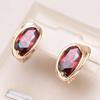 Luxury Red Stone Drop Earrings for Women Golden Color Trendy Big Earrings Fine Bride Wedding Jewelry