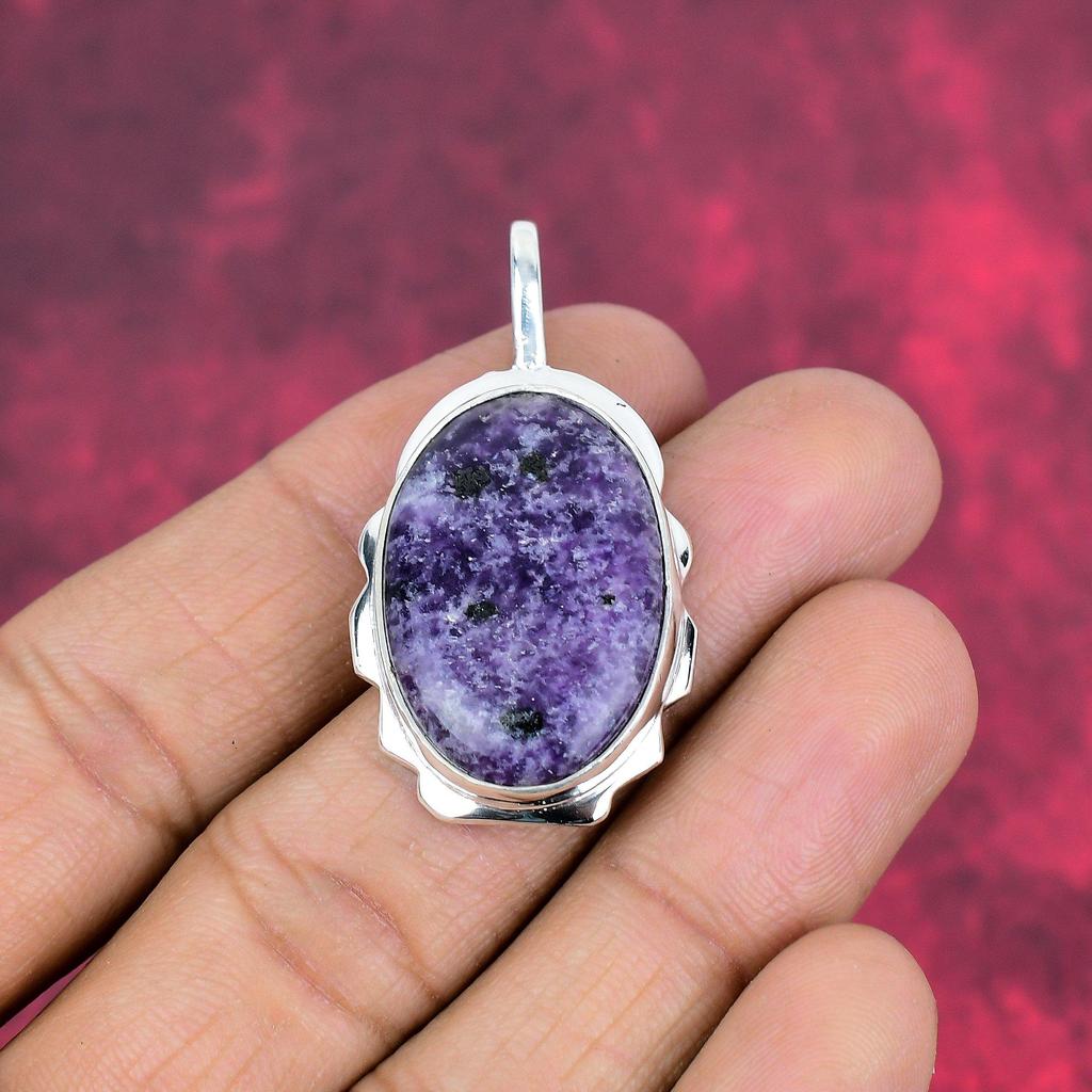 Подвеска из драгоценного камня лепидолит, 925 пробы, серебряная подвеска, антикварная бижутерия ручной работы, подарок для матери