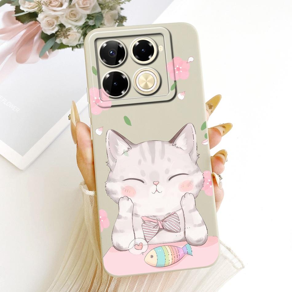 For Infinix Note 40 Pro 4G 5G / Note 40 Pro+ / Note40 X6853 Cute Cat Flower Cartoon Phone Case Soft Silicone Cover Bumpers