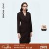 LANCY 100% Шерсть Пиковый Лацкан Деловое Платье