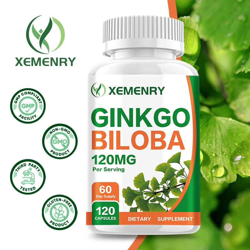 Ginkgo biloba extract capsules, 120mg per serving, high concentration of ginkgo essence, suitable for both men and women.