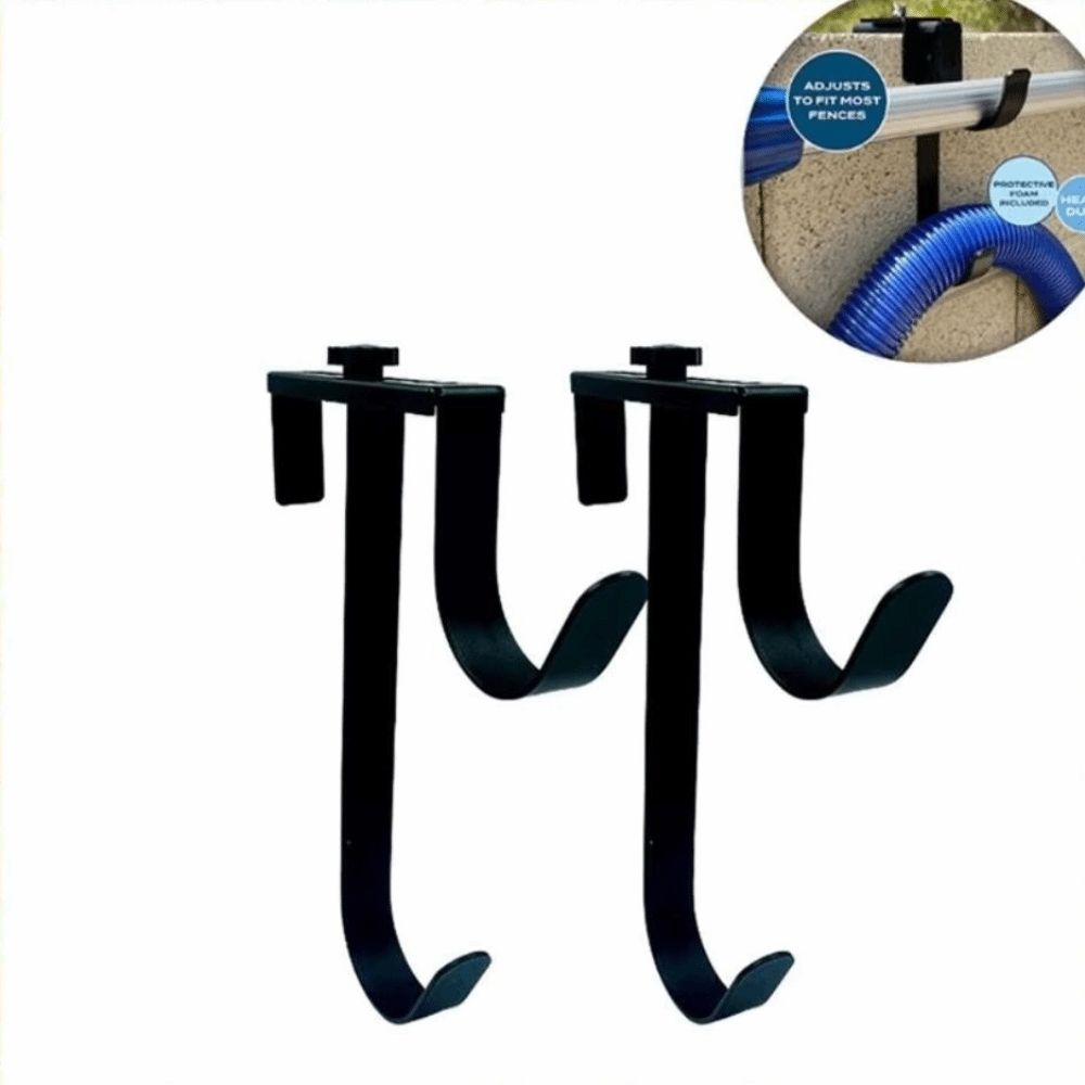 2 шт. Двойной крюк Держатель для шеста бассейна Металлические крюки для забора Без сверления Крюки для крепления шеста бассейна Хранение сетки