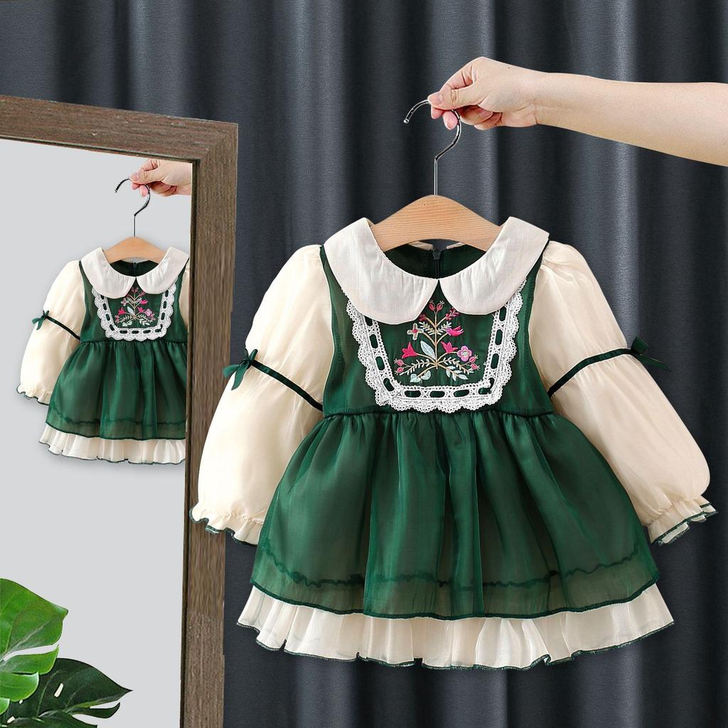 Платье для девочек Осеннее Платье принцессы для девочек Детское платье с кружевом и длинным рукавом