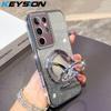 KEYSION Блестящий чехол с драгоценными камнями и магнитной застежкой для Samsung Galaxy S22 Ultra S21+ Plus S20 FE, чехол-подставка с зеркалом для макияжа, противоударный чехол