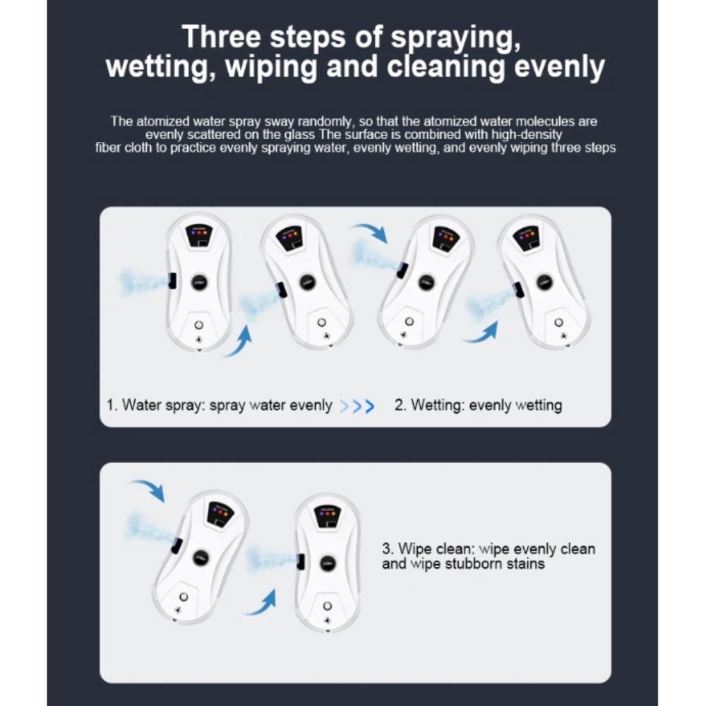 Робот для мытья окон, умный распылитель воды с автоматической функцией распыления воды, защита от падения, магнитное стекло, домашняя умная машина для очистки