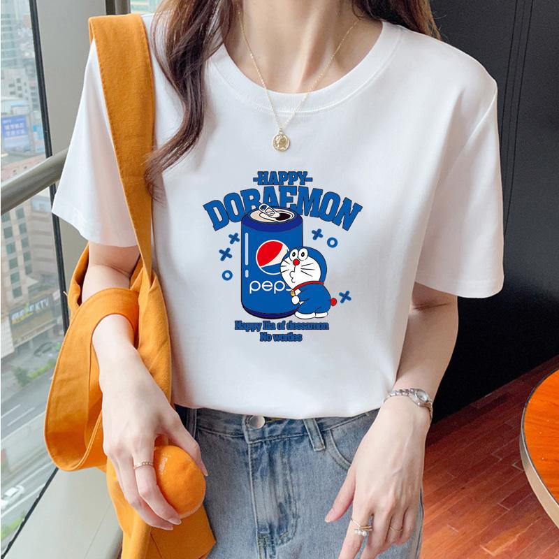 VEZFAA Женские модные повседневные летние весенние блузки и рубашки с круглым вырезом с короткими рукавами