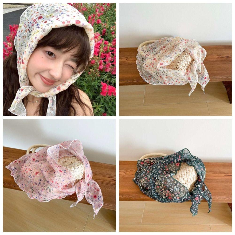 Cotton Floral Headscarf Breathable Bohemian Hair Band Desert Headband Triangular Headband Summer
