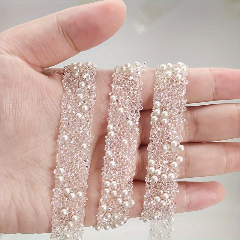 Versatile Multi-Color Rhinestone Ribbon - 1 Yard, Easy Stick & Cut for DIY Fashion, Gifts, and Decorations